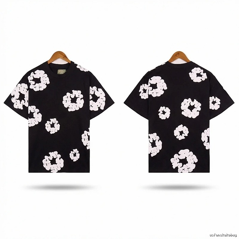 DENIM TEARS Black and White Retro Short-sleeve Shirt