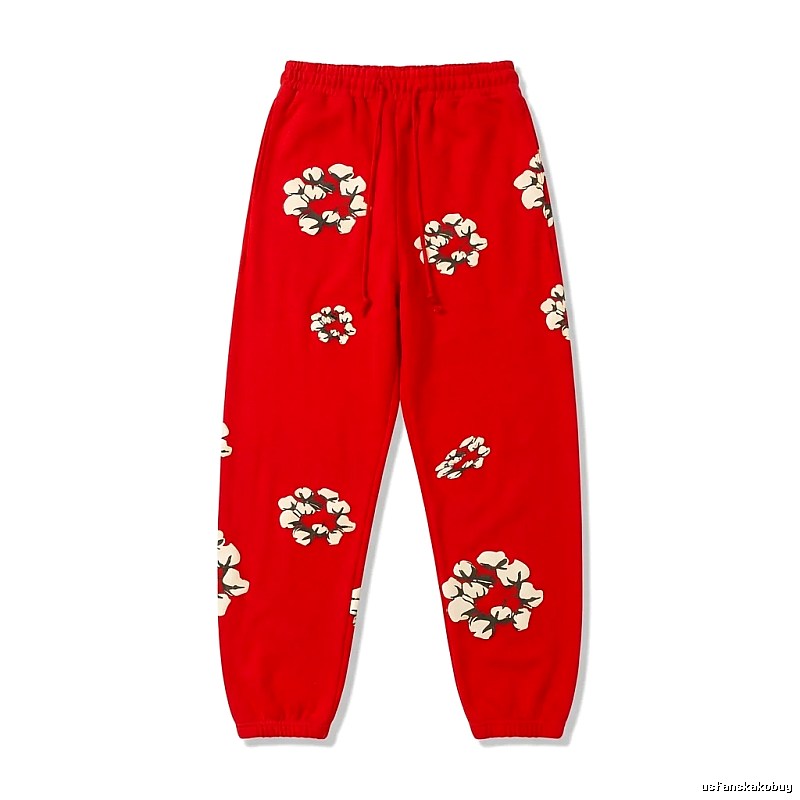 DENIM TEARS Floral Style Red Sweatpants