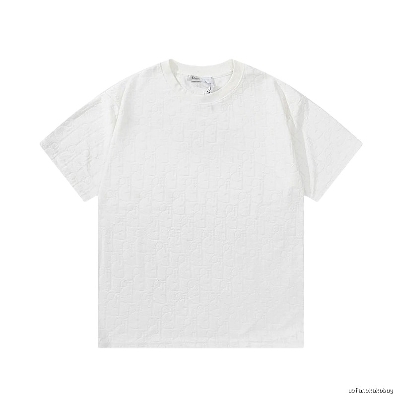 Dior All-over Monogram Print Light Luxury Style White T-Shirt
