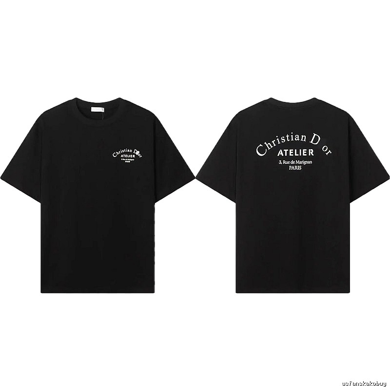 Dior ATELIER Minimalist Style Black Short-Sleeve T-Shirt