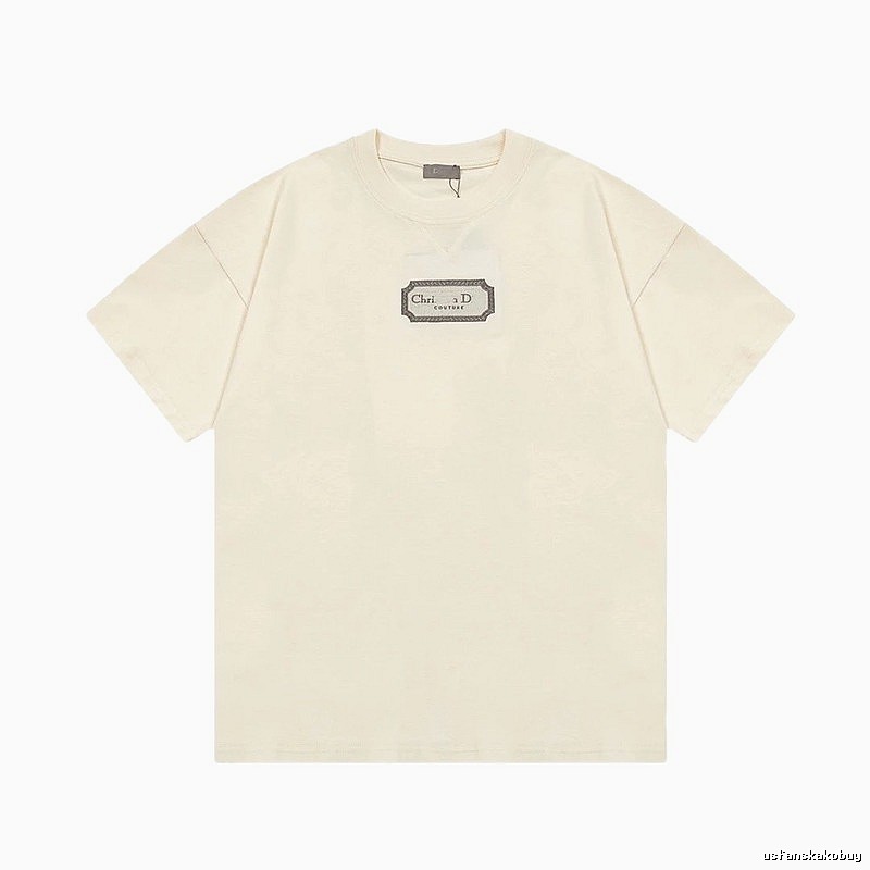 Dior Couture Minimalist Style Off-White Short-sleeve T-shirt