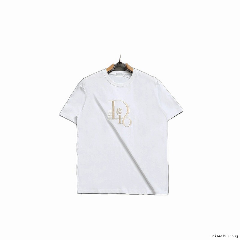 Dior Embroidered Light Luxury Style White T-Shirt