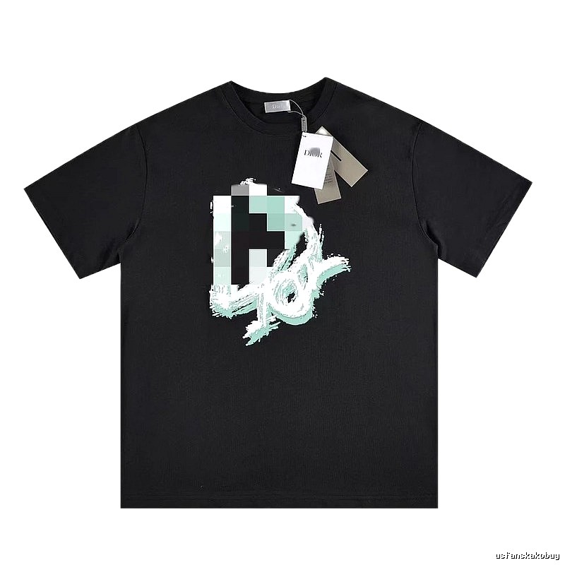 Dior Graffiti Cool & Trendy Style Black Short-sleeve T-shirt