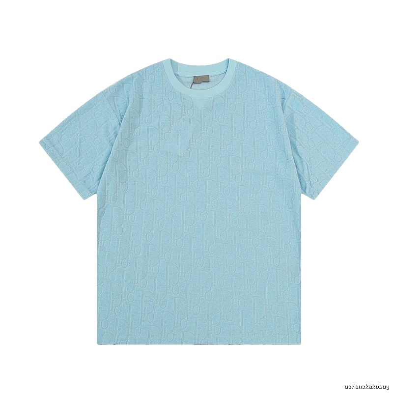 Dior Monogram All-over Print Light Luxury Style Light Blue T-Shirt