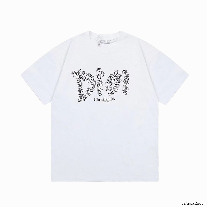 Dior Monogram Light Luxury Style White Short-sleeve T-Shirt