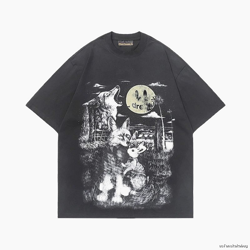 DREW Smiley Collection Street Style Black T-Shirt
