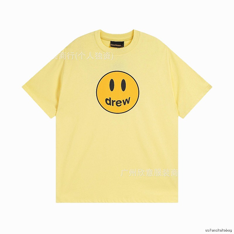 DREW Smiley Face Series Street Style Light Yellow T-shirt
