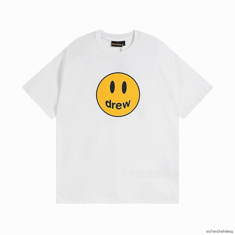 DREW Smiley Series Casual Style White Short-sleeve T-shirt