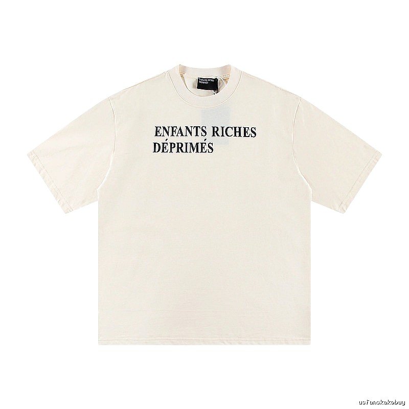 ERD Letter Print Minimalist Style Off-white Short-sleeve T-shirt
