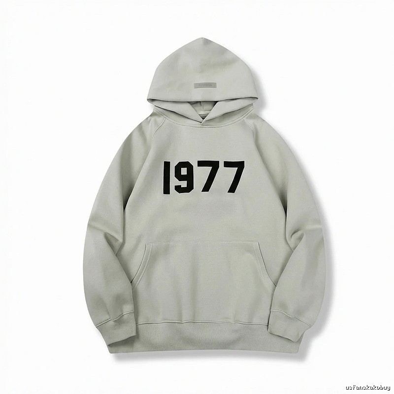 ESSENTIALS 1977 Minimalist Style Light Gray Hoodie