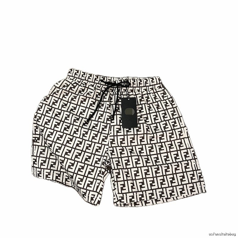 Fendi FF Monogram Streetwear Style White and Black Shorts