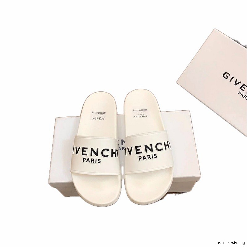 Givenchy Letter Print Minimalist Style White Slippers