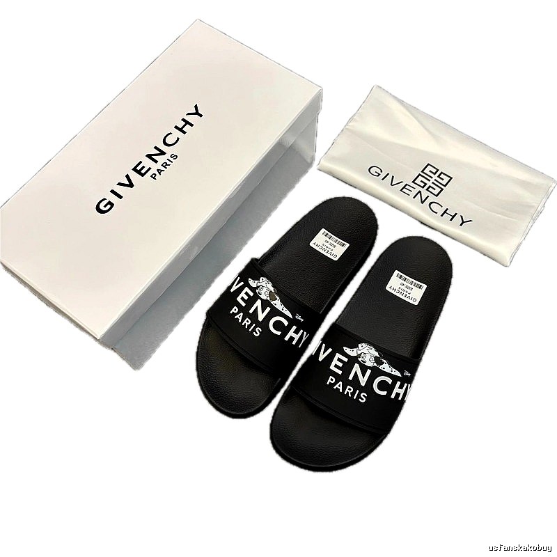 Givenchy x Disney Street Style Black Slide Sandals