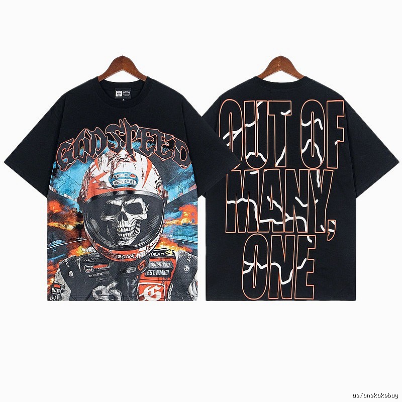 Godspeed Skull Motorcycle Street Style Black Short Sleeve T-Shirt