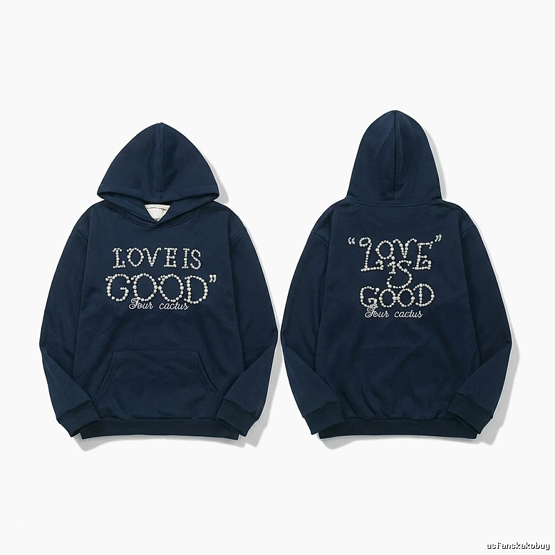 Goodbrand Letter Wind Navy Blue Hoodie