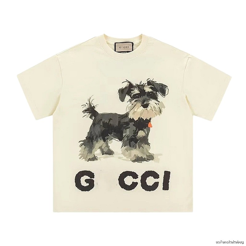 Gucci Schnauzer Print Off-white Casual T-shirt