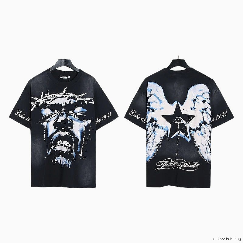 Hellstar Thorn Portrait Street Style Black Short-sleeve T-shirt