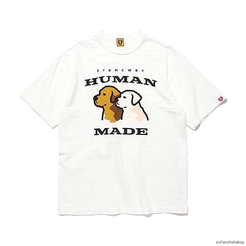 HUMAN MADE Two-Dog Print Japanese Streetwear White T-Shirt