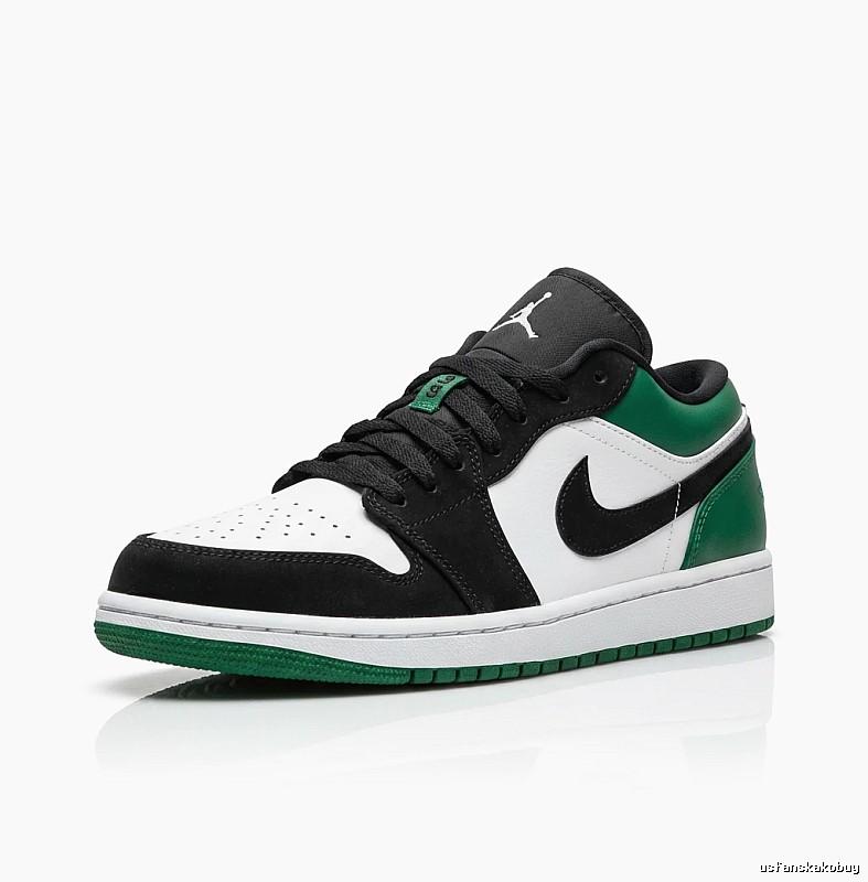 Jordan AJ1 Low Black-White-Green Trendy Sneakers