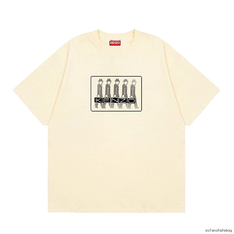 KENZO Character Print Casual Style Beige T-shirt