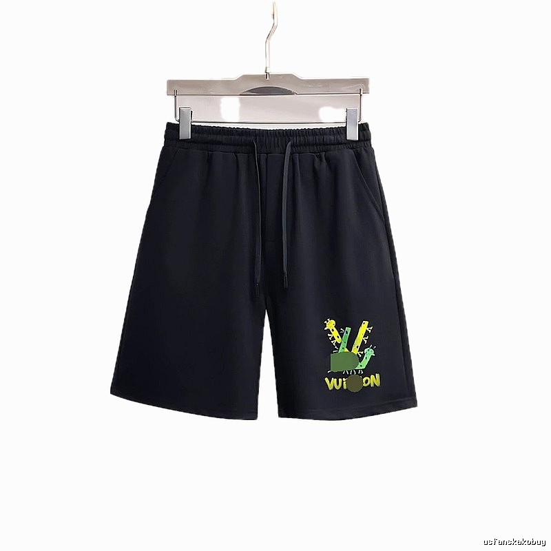 Louis Vuitton Cartoon Print Casual Style Black Shorts