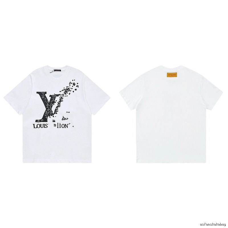 Louis Vuitton Dissolved Print Trendy Short Sleeve White T-Shirt