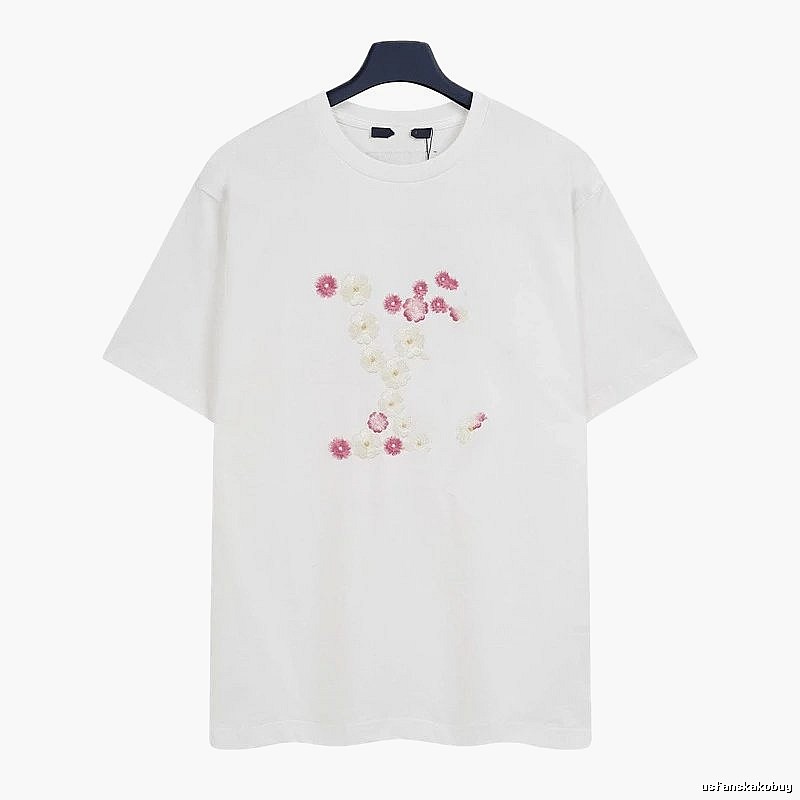 Louis Vuitton Floral Embroidered Casual White T-Shirt