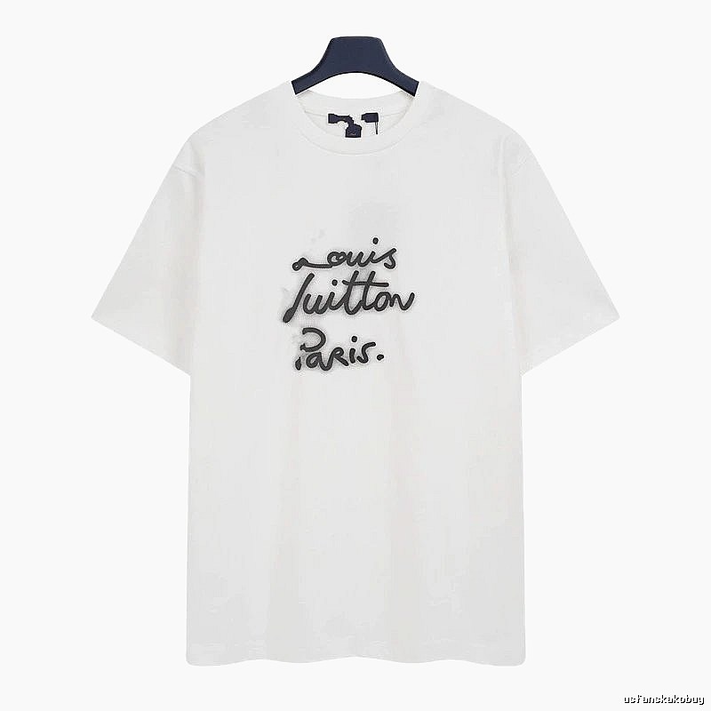 Louis Vuitton Graffiti Casual Style White T-Shirt