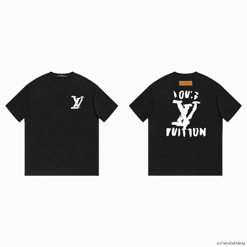 Louis Vuitton Graffiti Street Style Black Short Sleeve T-shirt