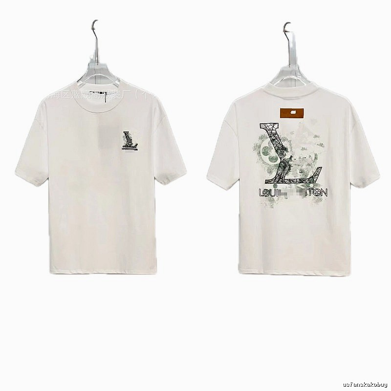 Louis Vuitton Large Print Trendy Style White T-Shirt