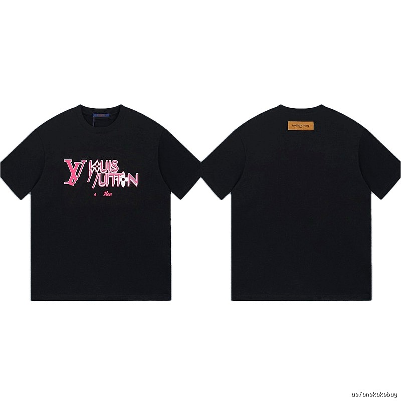 Louis Vuitton Letter Print Trendy Style Black T-shirt