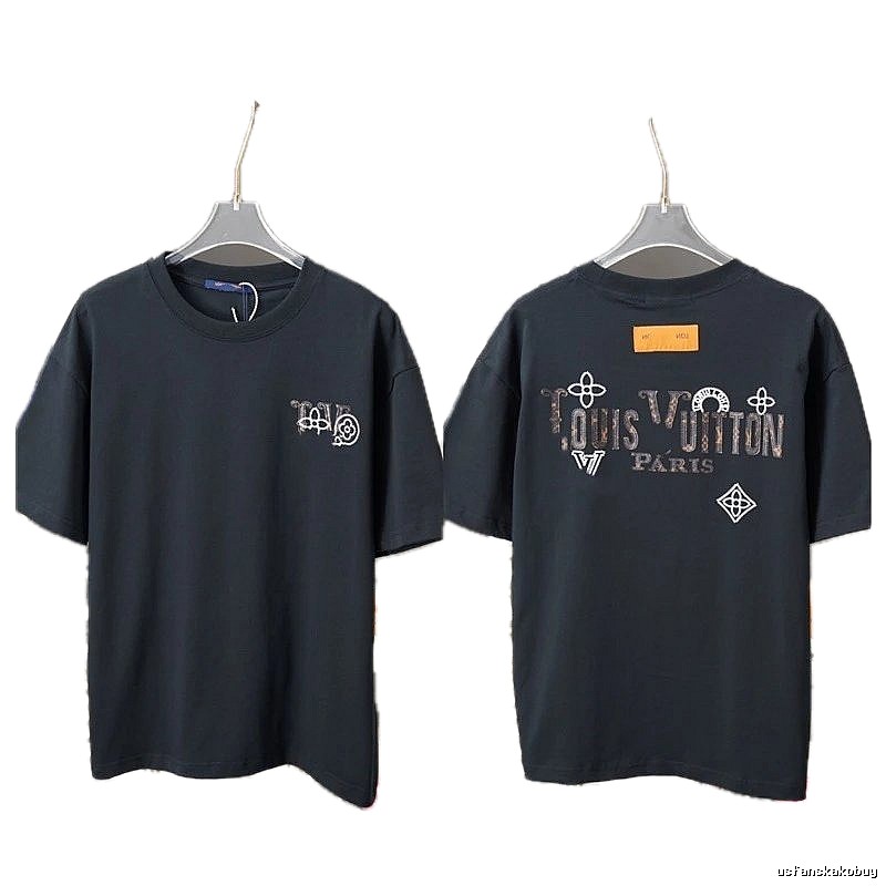 Louis Vuitton Monogram Trendy Style Black Short-sleeve T-shirt