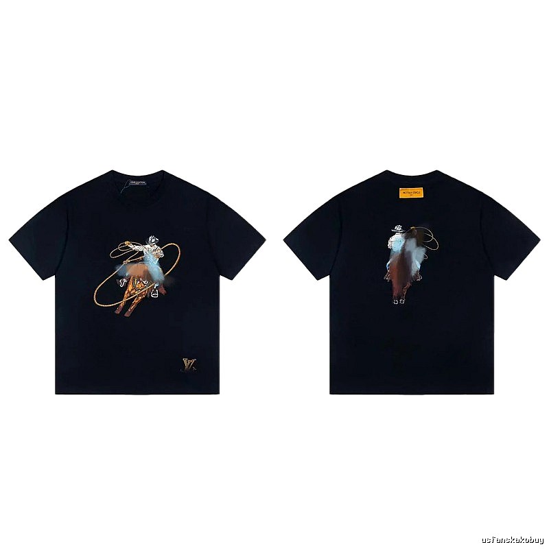 Louis Vuitton Western Cowboy Vintage Style Black T-Shirt