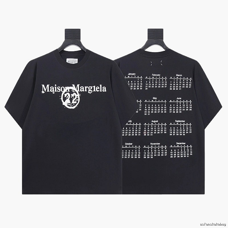 Maison Margiela Calendar Print Trendy Cool Black T-Shirt