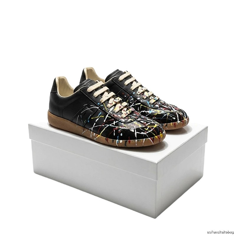 Maison Margiela ink-splashed style black shoes