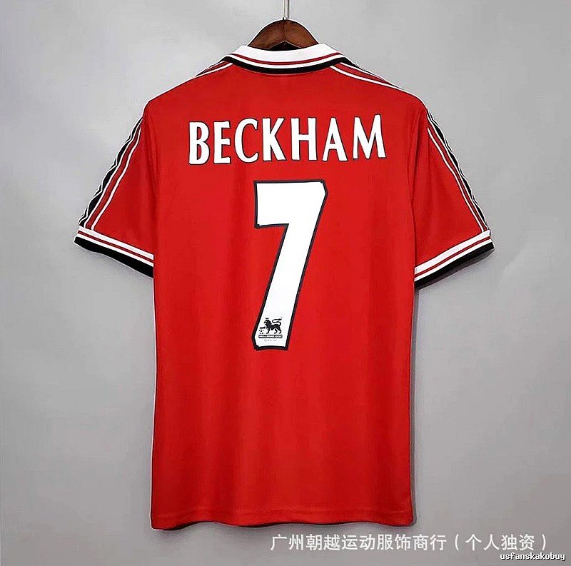 Manchester United Statement Beckham #7 soccer jersey White Black Retro for Outdoor Plans