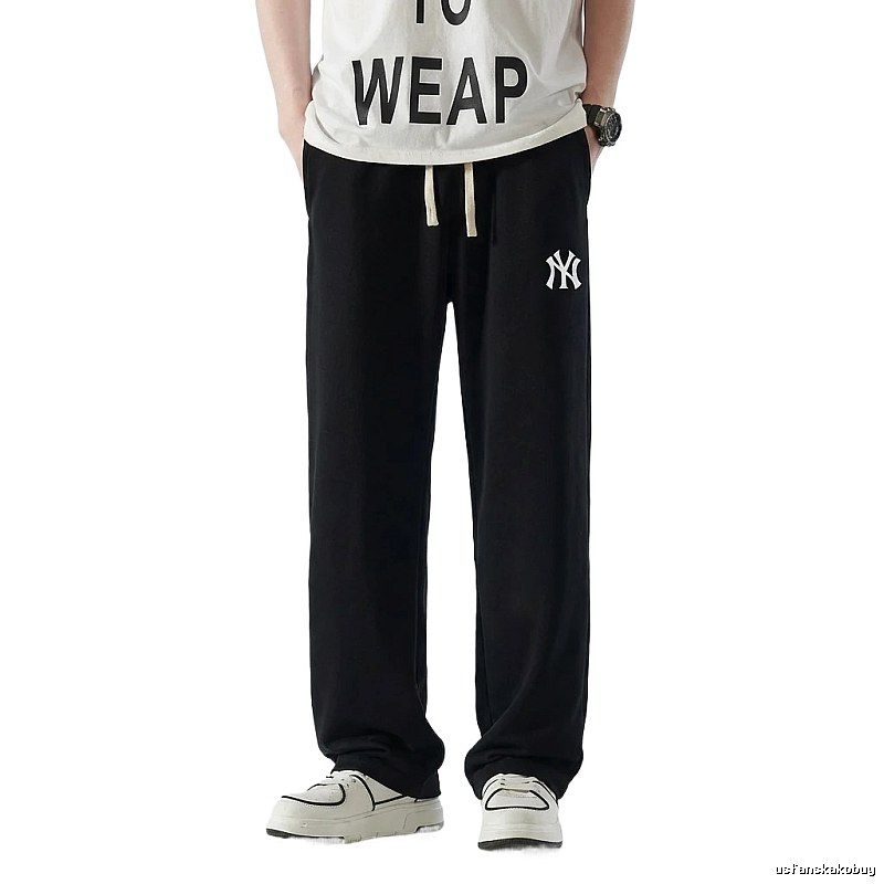 MLB fleece-lined and thickened casual black pants