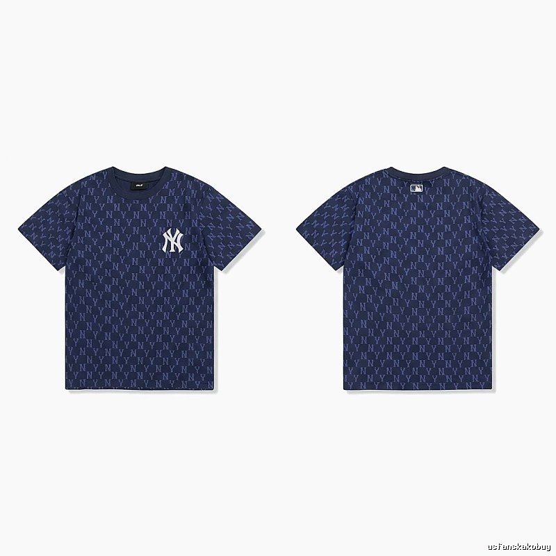 MLB full - print style navy blue T - shirt