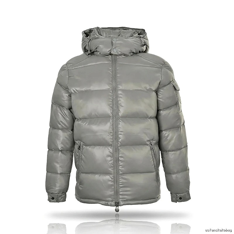 Moncler hooded fashionable grey down jacket