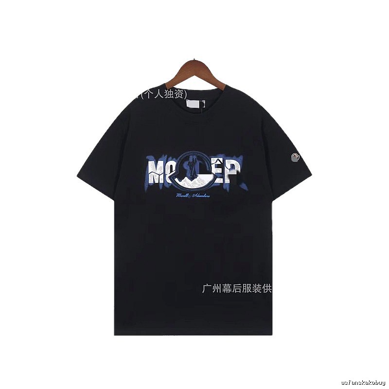 Moncler Letter Print Casual Black T-Shirt