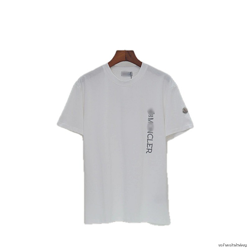 Moncler Letter Print Casual Style White T-Shirt
