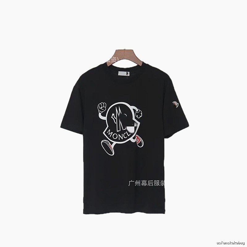 Moncler Trendy Black Cartoon Print Short-sleeved T-shirt