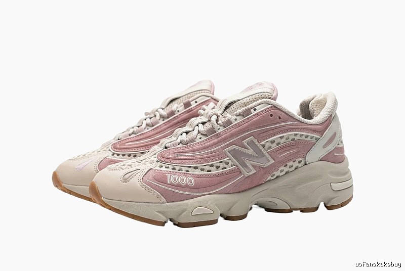 New Balance 1000 retro style pink and white shoes