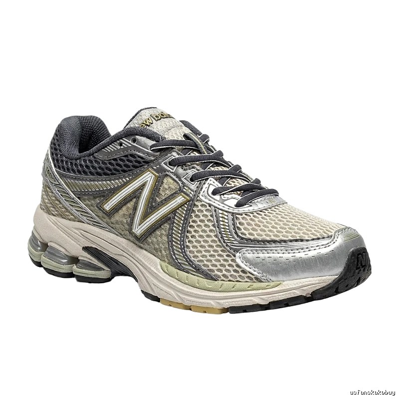 New Balance retro-style gray-green sports shoes