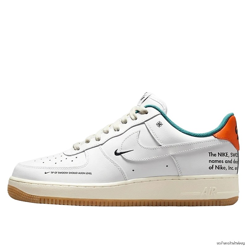 Nike Air Force 1 Simple White and Orange Shoes