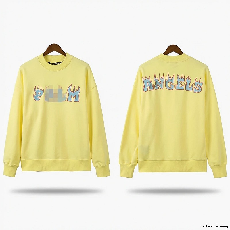 Palm Angels Flame Trendy Brand Yellow Sweatshirt