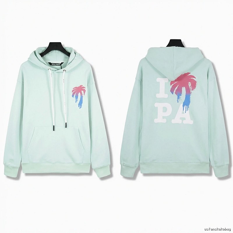 Palm Angels Palm Print Trendy Brand Light Blue Sweatshirt
