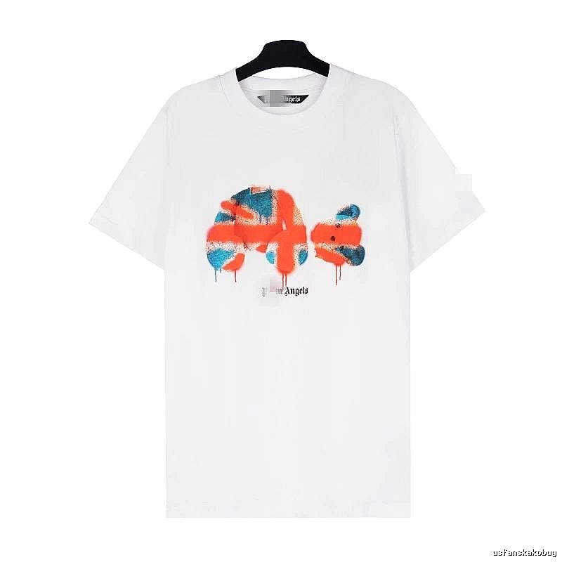 Palm Angels Travel Bear graphic T-shirt White Colorful Bear with Modern Look