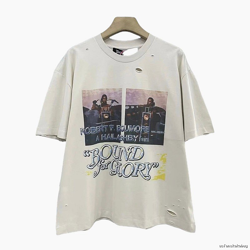 Paly Hollywood Printed Vintage Off-white Short Sleeve T-Shirt