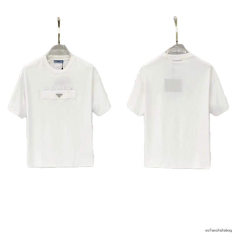 Prada Classic Triangle Logo Minimalist Style White T-Shirt